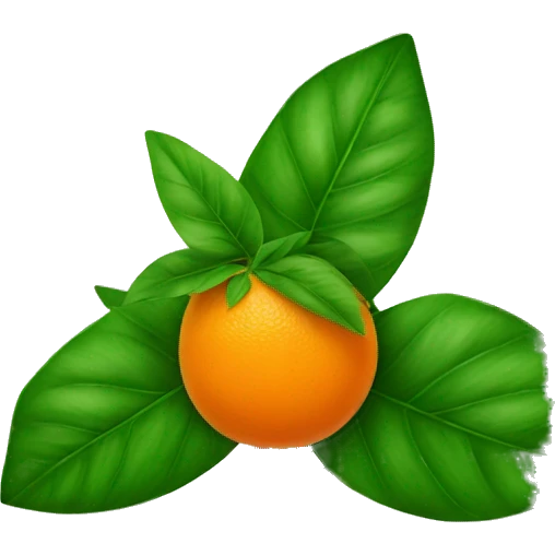 Orange with green leaf emoji