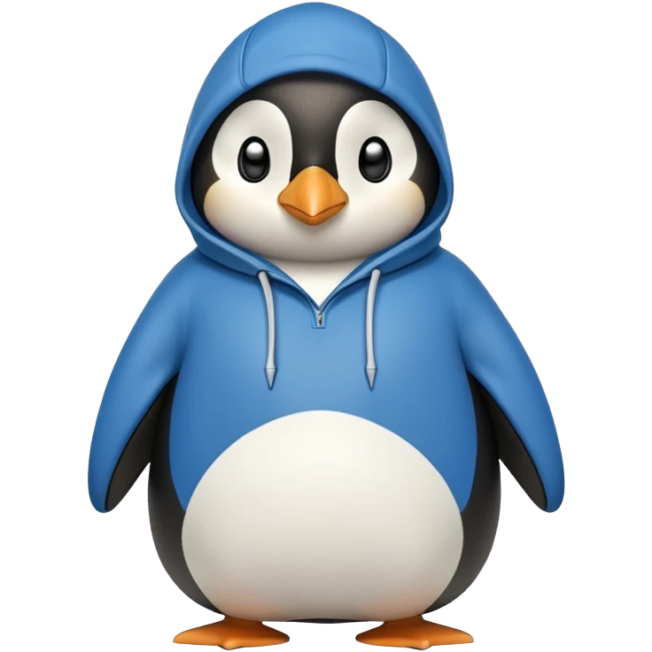 friendly anthropomorphised penguin in a hoodie and jeans standing with arms folded emoji