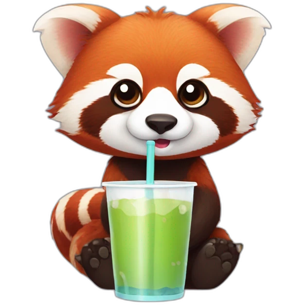 red panda drinking with a straw emoji