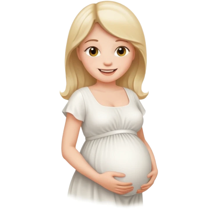 Беременная девушка в белом платье emoji