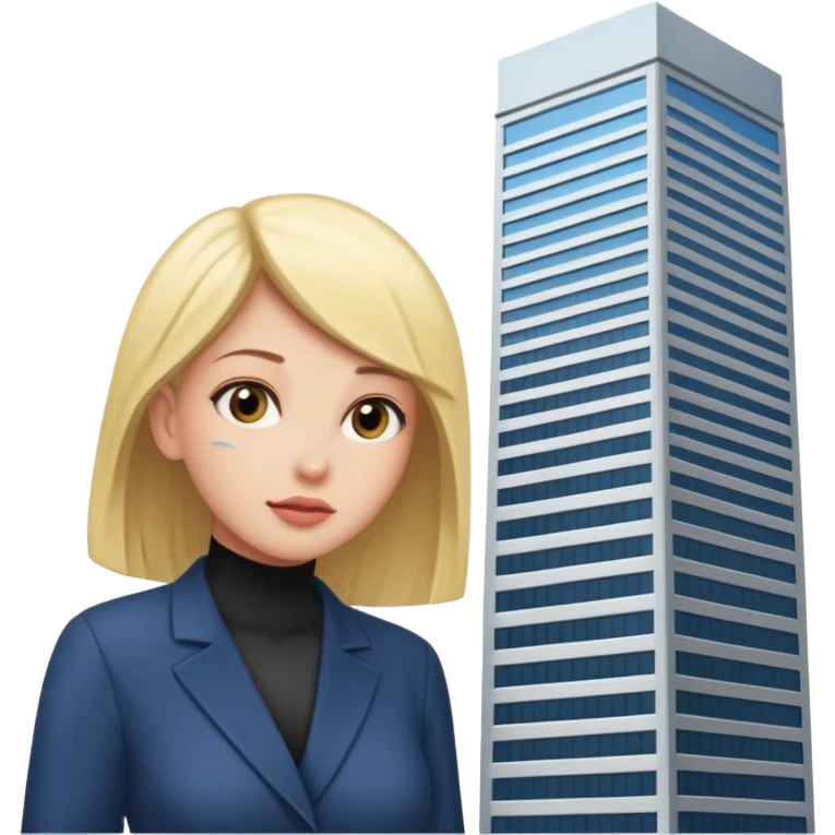 a giantess peeking out from behind a skyscraper to the viewer emoji