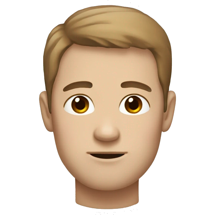 white man with rectangular face, some pigment on skin, thin brown hair emoji