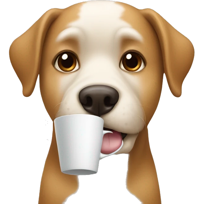 Dog drinking coffee emoji