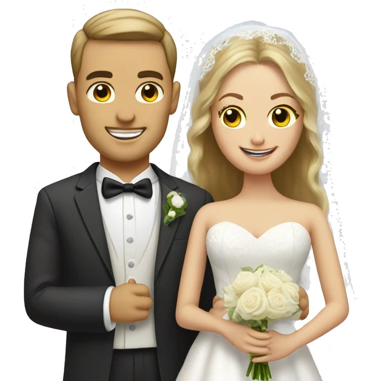caucasian bride and groom  emoji