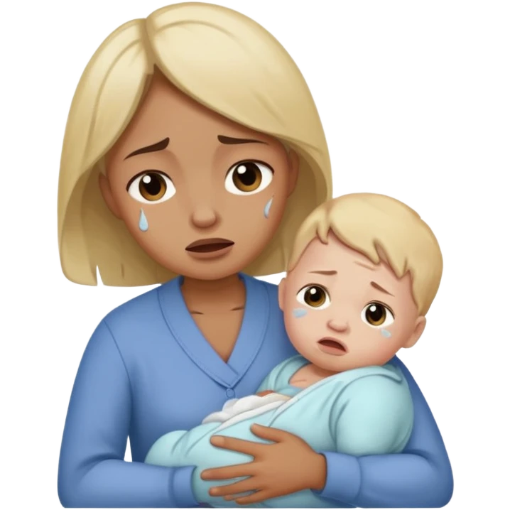 Social worker holding a battered, crying baby. emoji