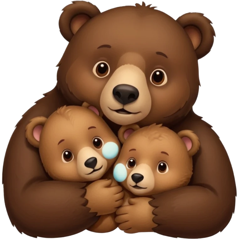 Mama, papa, and baby bear hug emoji
