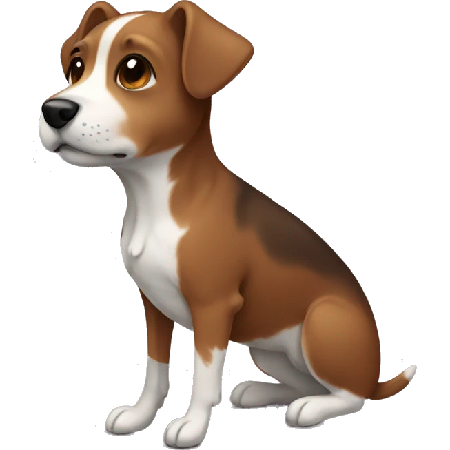 Small brown dog with little white patch on chest  emoji