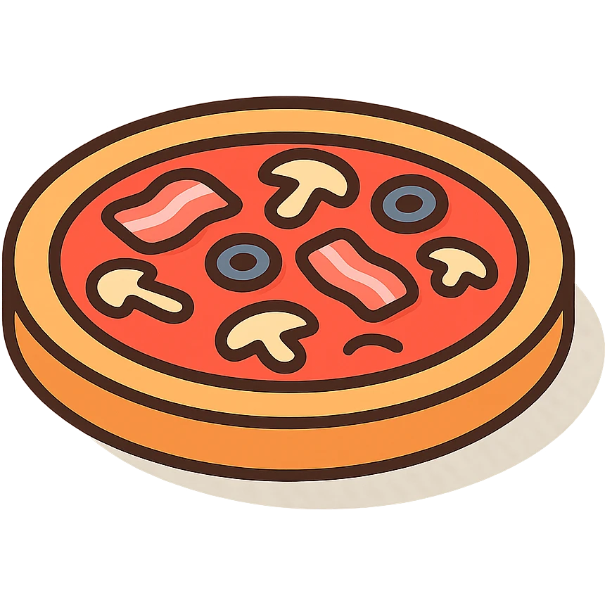 pizza with cheese bacon mushrooms olives  emoji