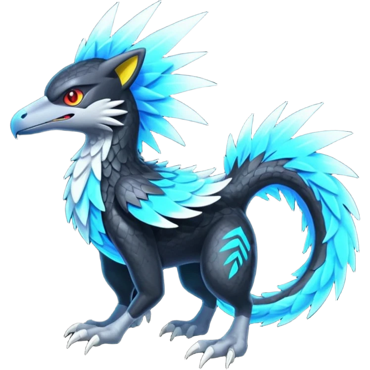 Neon Vibrant Pulsating Trail-glowing Chromatic Trico-Nargacuga-Silvally-fusion-hybrid emoji