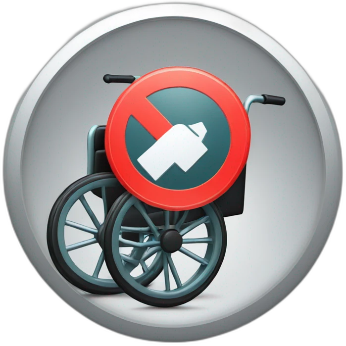 wheel chair with a stop sign in the wheel emoji