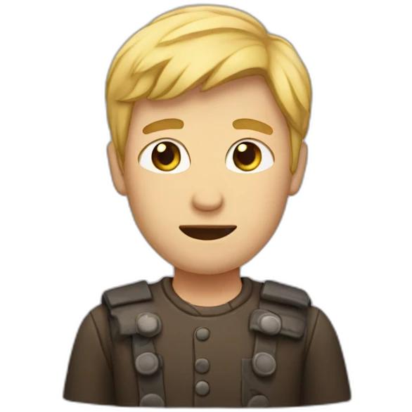 A man with blond hair and button eyes emoji
