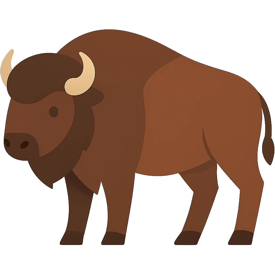 Flat design style bison emoji
