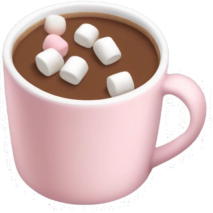 Light Pink mug of hot chocolate with marshmallows  emoji