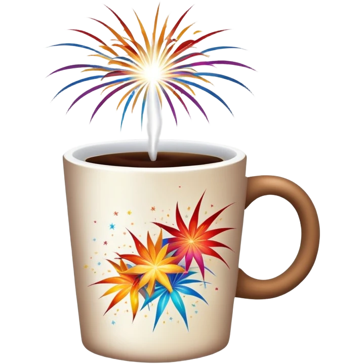 Fireworks with coffee emoji