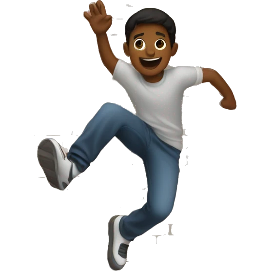 Brown boy jumping over a brick wall emoji