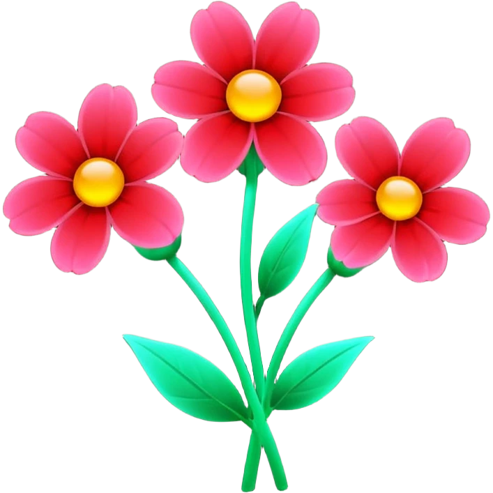 Red néon flowers emoji