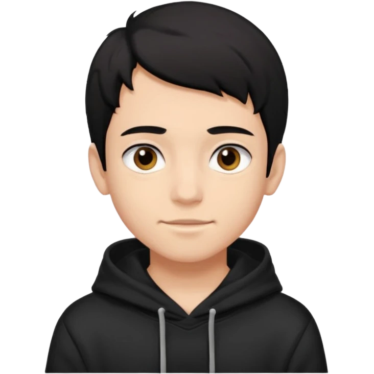 Chłopak ciemno brązowe oczy czarne włosy bluza czarna i taki bardziej żeby wyglądał na 18 latka i trochę usmiechniety emoji