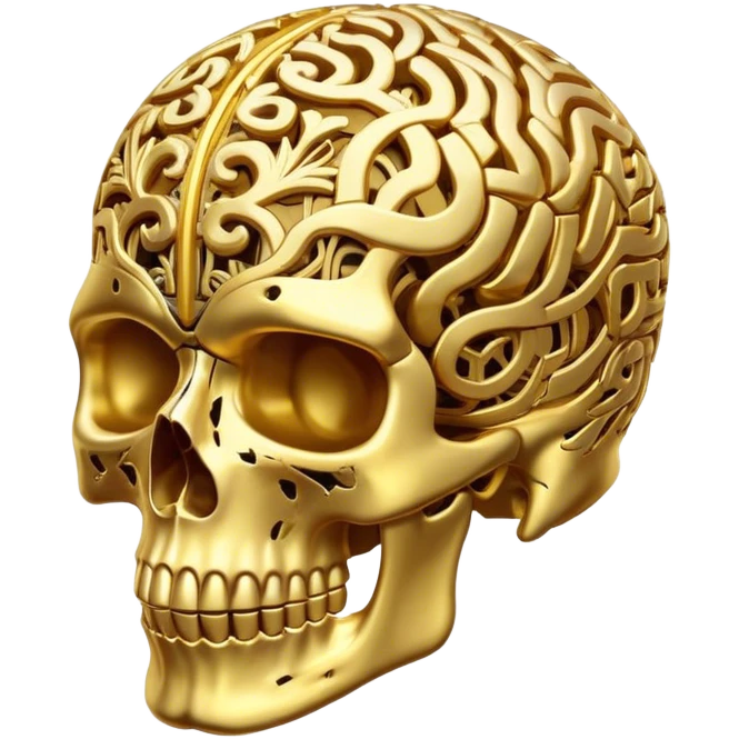 golden brain skull emoji