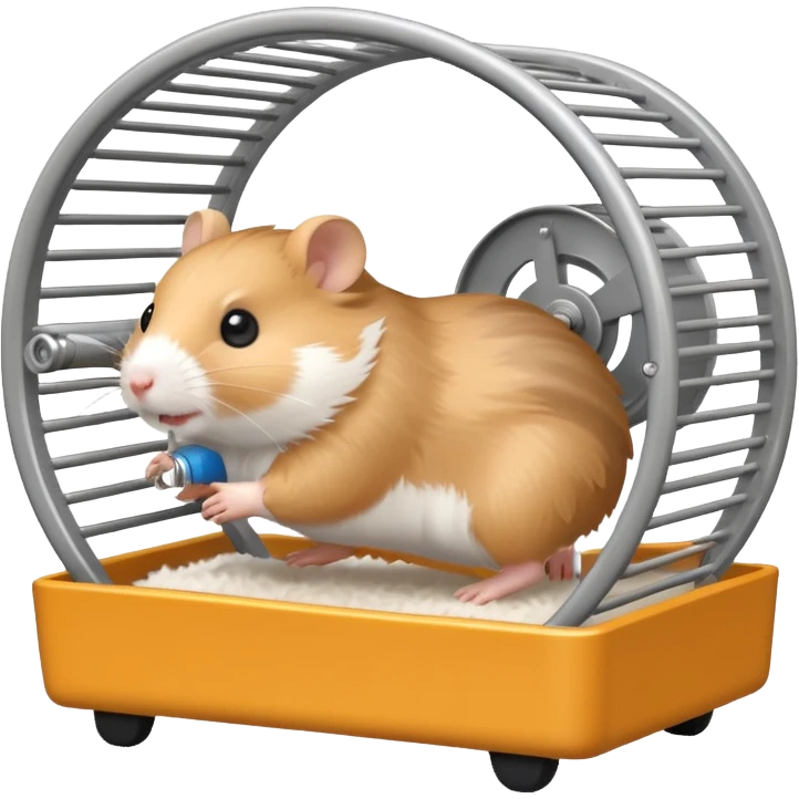 Hamster in plastic cage with hamster wheel emoji
