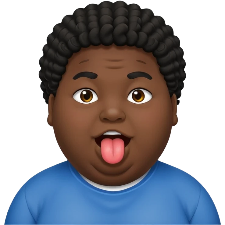 Fat teen from kosovo with flat and a little curly hair with his tongue out emoji