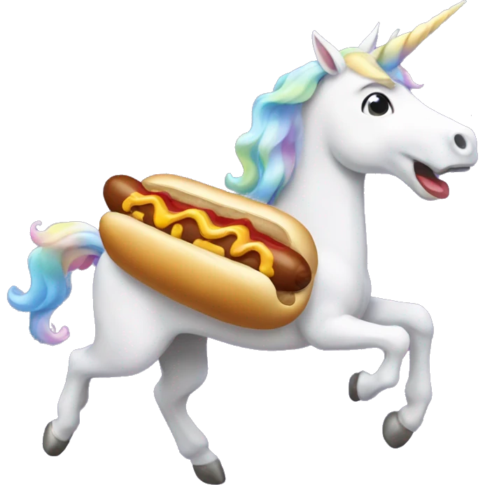 Flying unicorn eating a hotdog  emoji