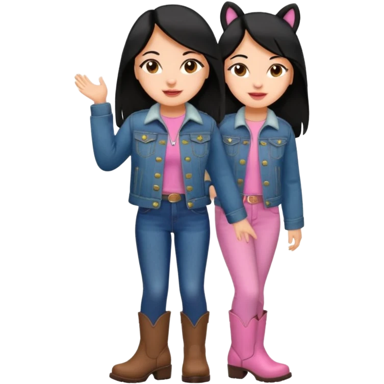 Gordita, ojos pequeños de color cafe oscuro, labios pequeños y rosados, piel trigueña, orejas pequeñas, cabello largo lazio y negro, pequeña. cuerpo completo. vestida con saco de lana jean y botas color café. No le pongas orejas emoji