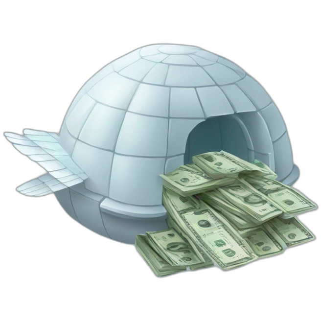 igloo flying money with wings emoji