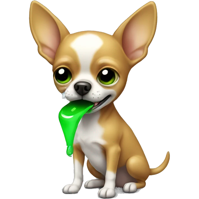 Chihuahua vomiting green emoji