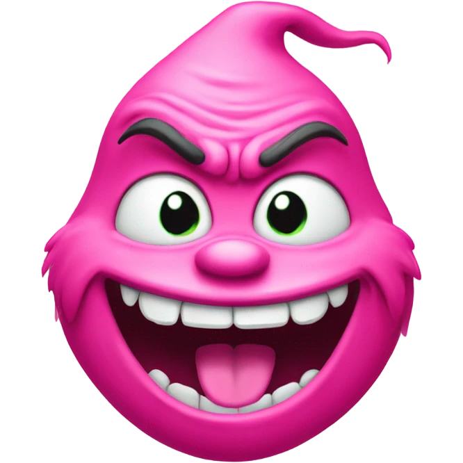 Pink fleshy Grinch grinning emoji