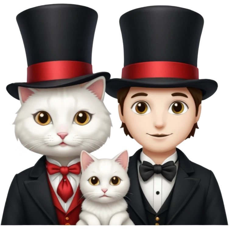 magician couple and their pet cat emoji