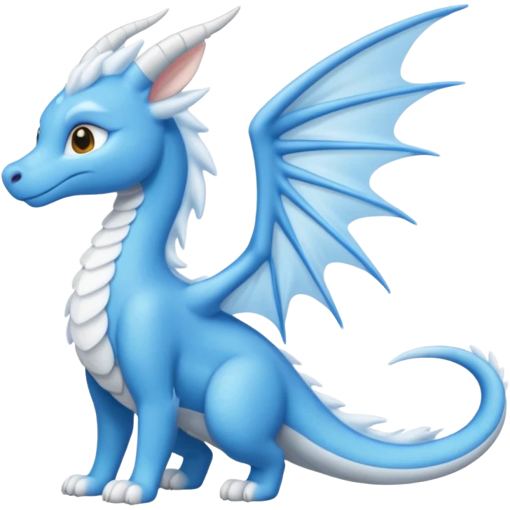 Sky dragon With her elongated, sleek sky-blue form and soft,fluffy cloud-white wings, ears, and tail emoji