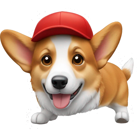 a corgi dog using red cap emoji