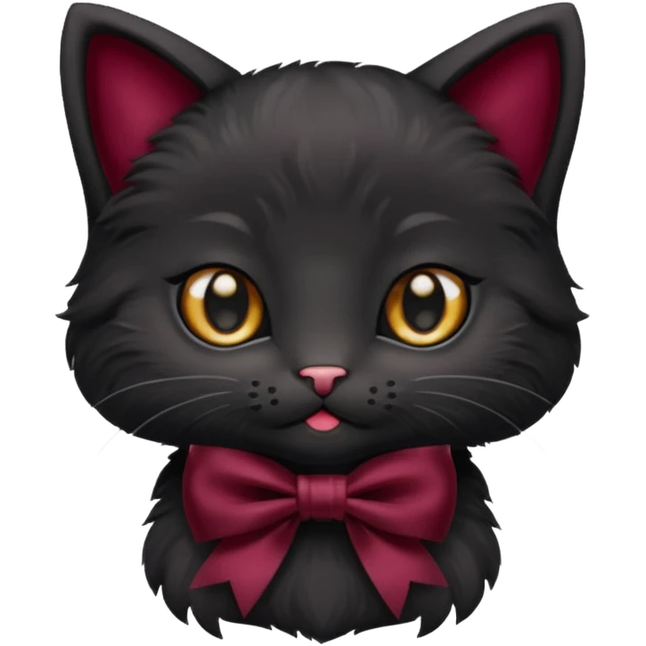 black kitten with a burgundy knot emoji