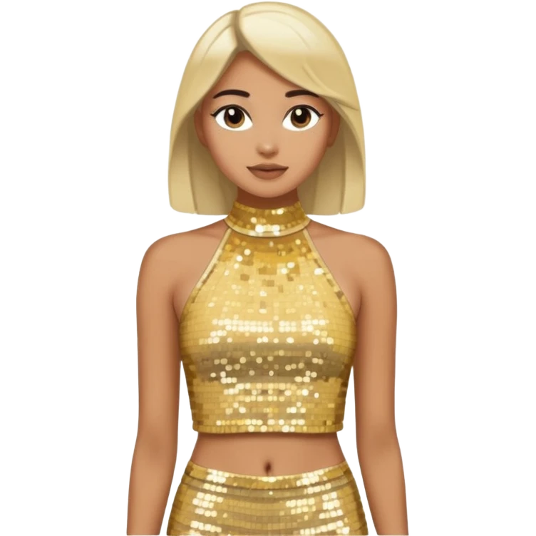halter neck tank top cropped with gold and silver sequins emoji