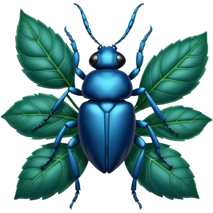 a blue beetle on leaf emoji
