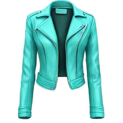 Realistic isolated open tiffany blue feminine fashion leather jacket. emoji