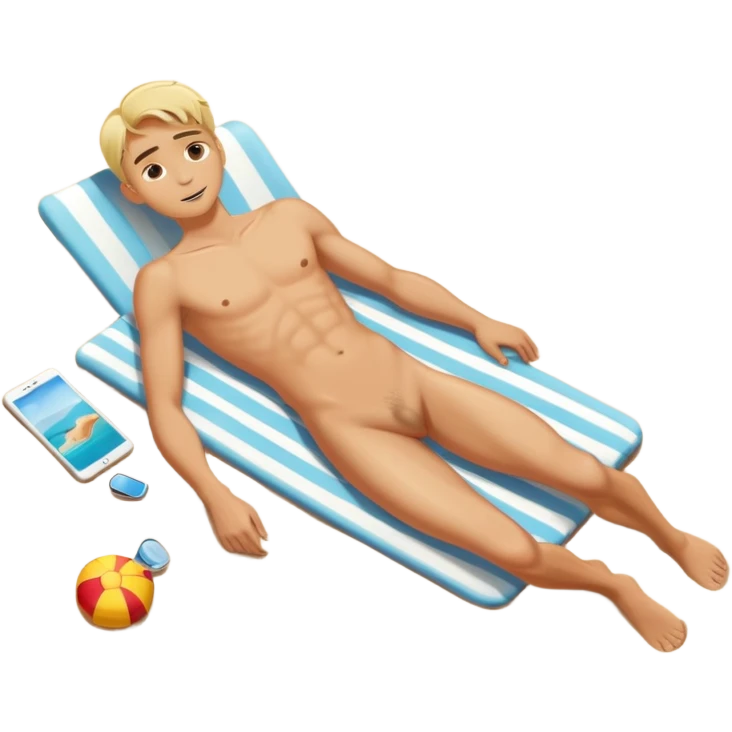 Can you make an emoji of a skinny blonde guy Sun bathing naked on the beach? emoji