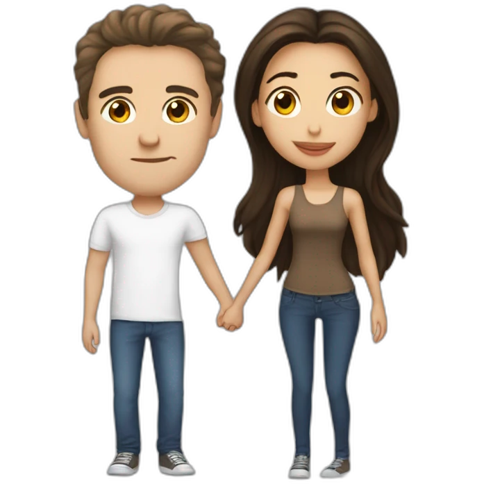brune petite kiss a white tall white guy emoji