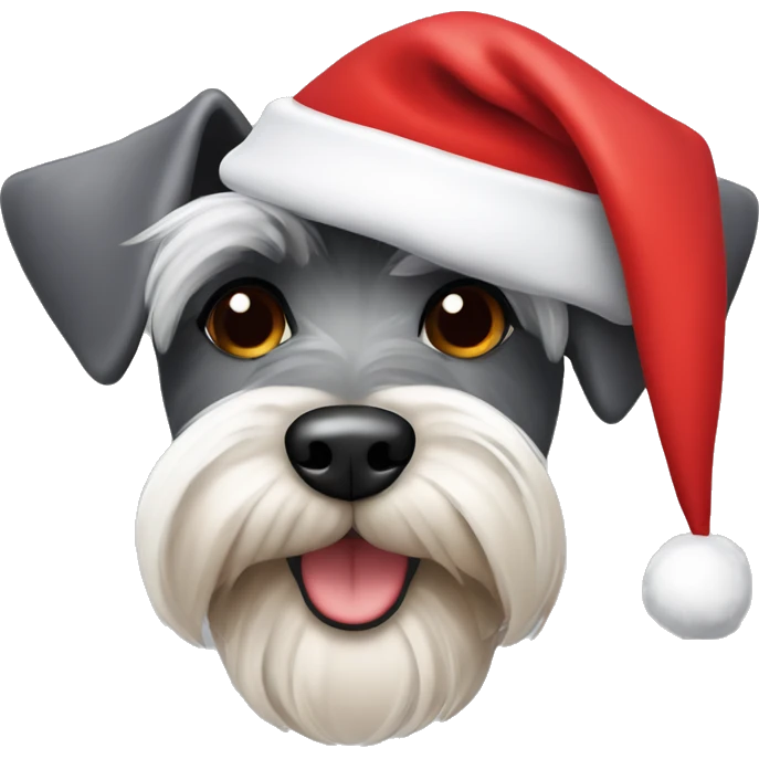 Miniature schnauzer wearing a Santa hat emoji