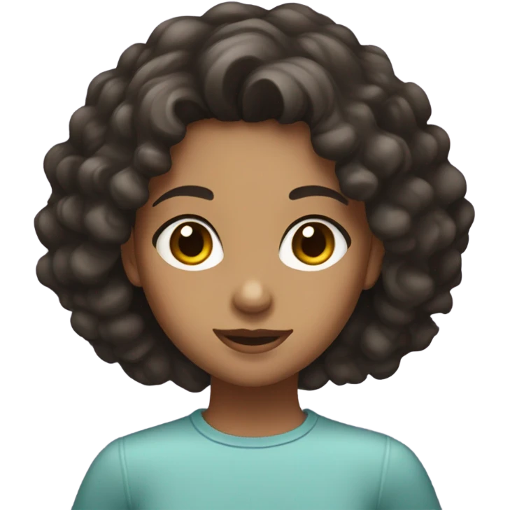 girl with dark curly hair and brown eyes  emoji