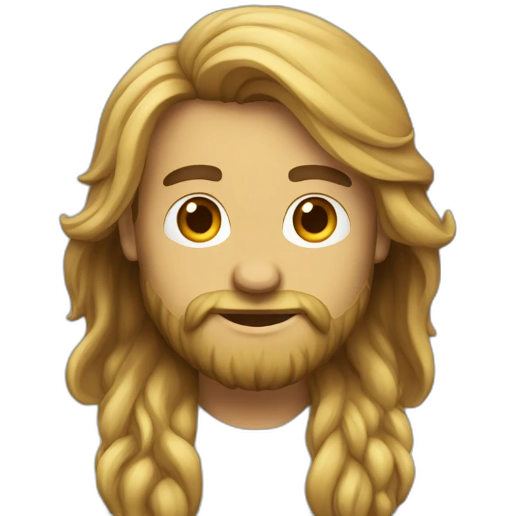 a ungroomed male software engineer with long hair a beard emoji
