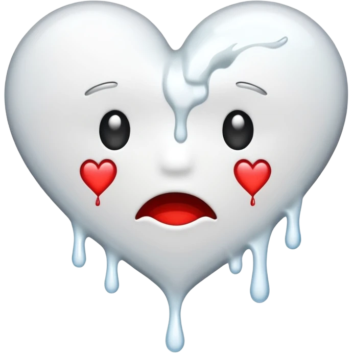The broken heart emoji in white with sticky white liquid Ozzing out of it emoji