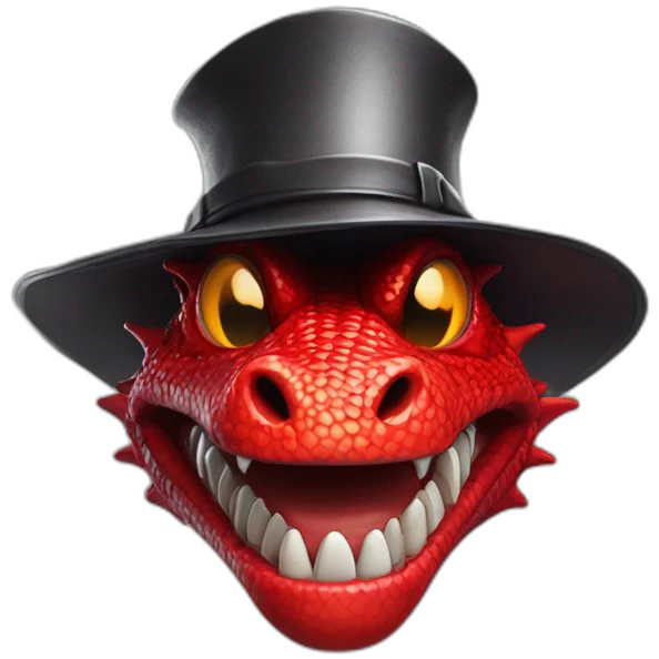 crazy-funny-cyberpunk-red-dragon-head-with-beautiful-smile-wearing-and-hat emoji