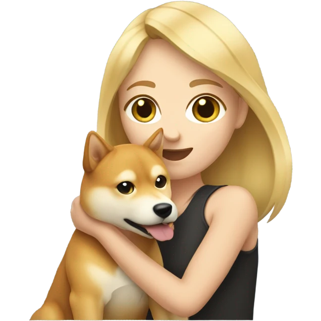 blonde girl with shiba inu emoji