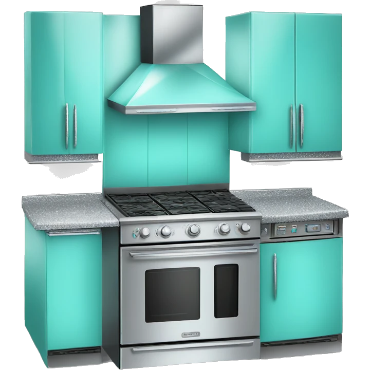 Realistic tiffany blue and silver diamond glitter oven with stove top. emoji