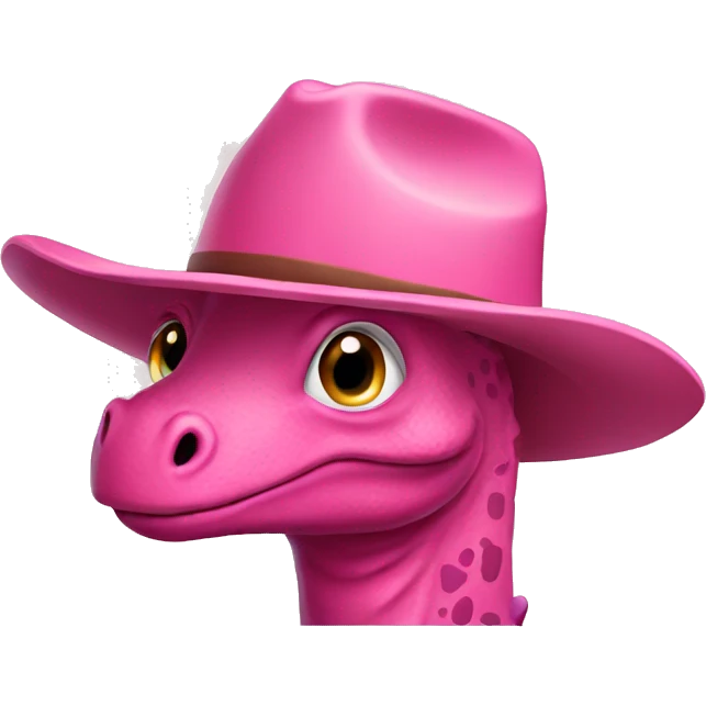 Pink dinosaur with brown cowboy hat emoji