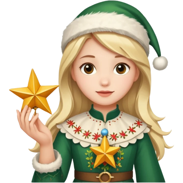 Девочка на празднике в народном костюме и калядной звездой emoji