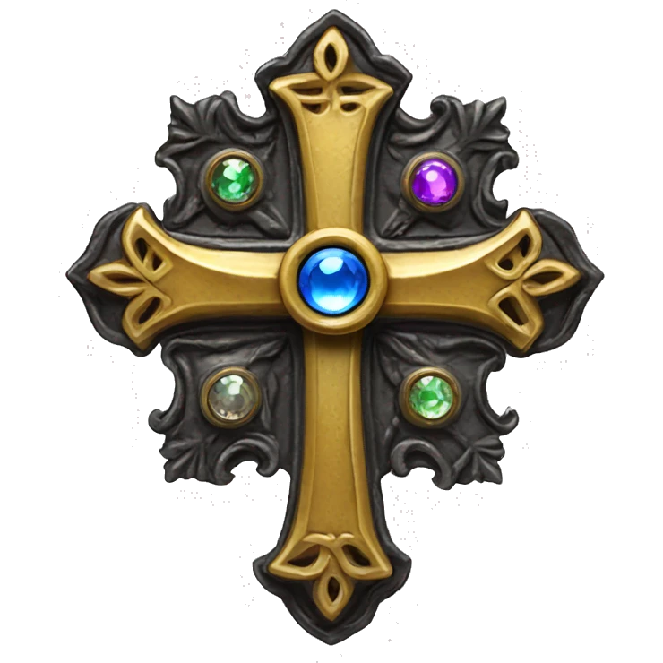 gothic symmetrical relic cross with jewel emoji