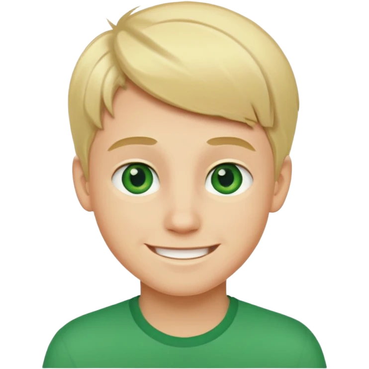 blond boy with green eye colour smiling emoji