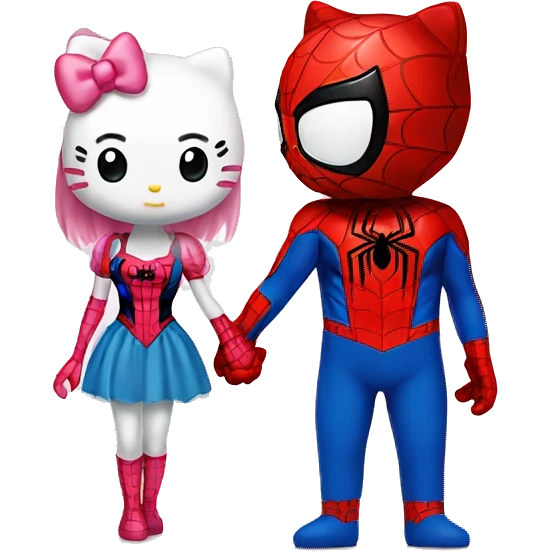Spider man and hello kitty holding hands emoji